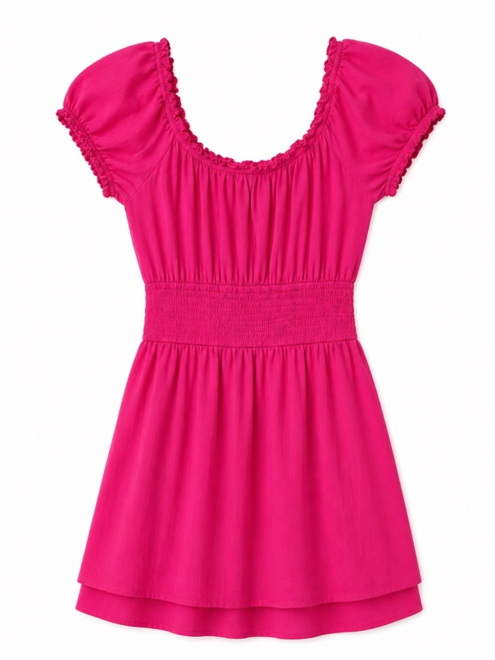 Hollister Hot Pink Smocked Puff Sleeve Mini Dress Size M 80% New